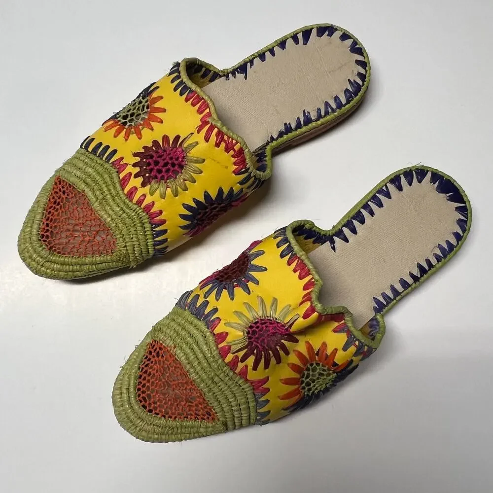 Embroidered Colorful Floral Loafers Womens 7 Hippie Boho Indie Beachy Vacation